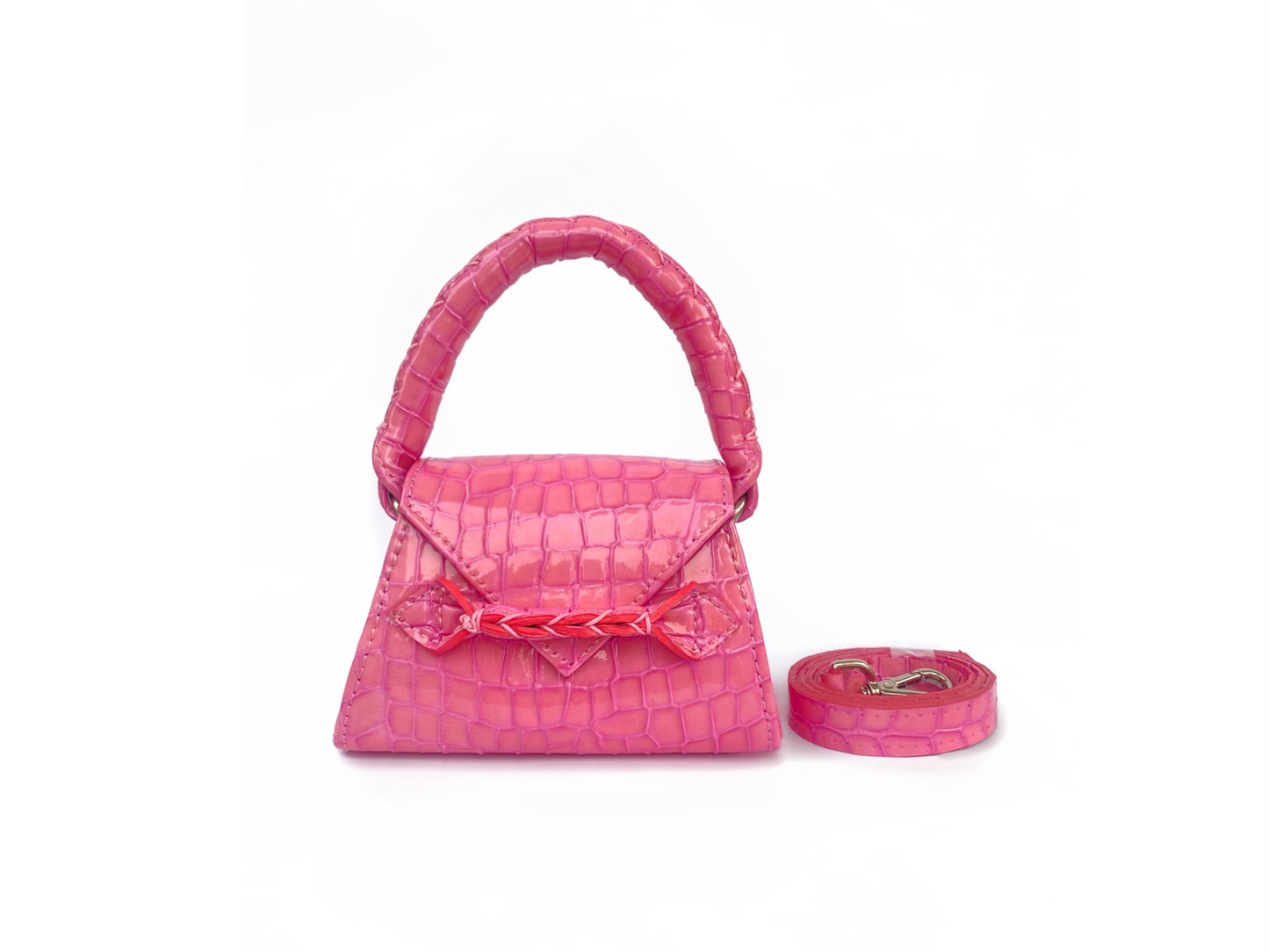 PINK PATENT CROC MICRO ESE TOP HANDLE